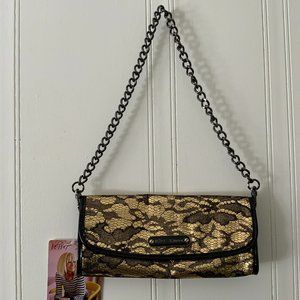 Betset Johnson Purse Gold Black  Chain Grey